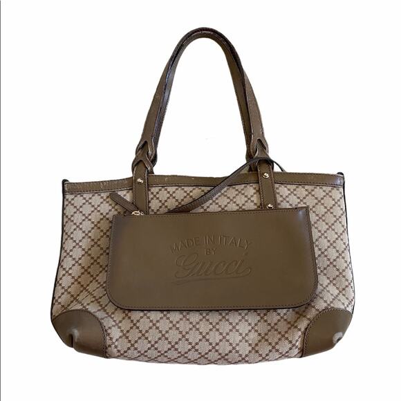 Gucci Diamanté Brown Canvas Leather Mini Tote & Pouch - Picture 2 of 14